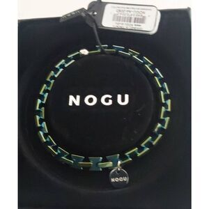 BNIB~NOGU Blue Emerald Silver Hematite Hourglass Bracelet